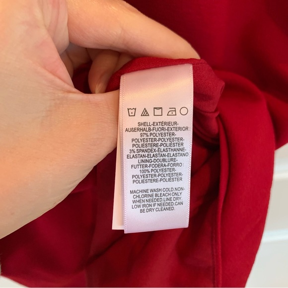 Dress the Population Cocktail Dress Lyla Midi Sheath Garnet Red Crepe Size Small - Picture 10 of 12